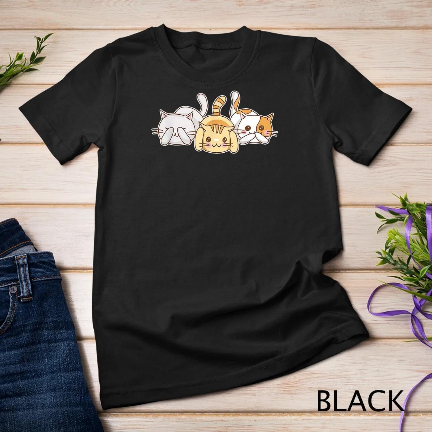 Funny Cat Lovers See Evil Hear No Speak T Shirt S чёрный