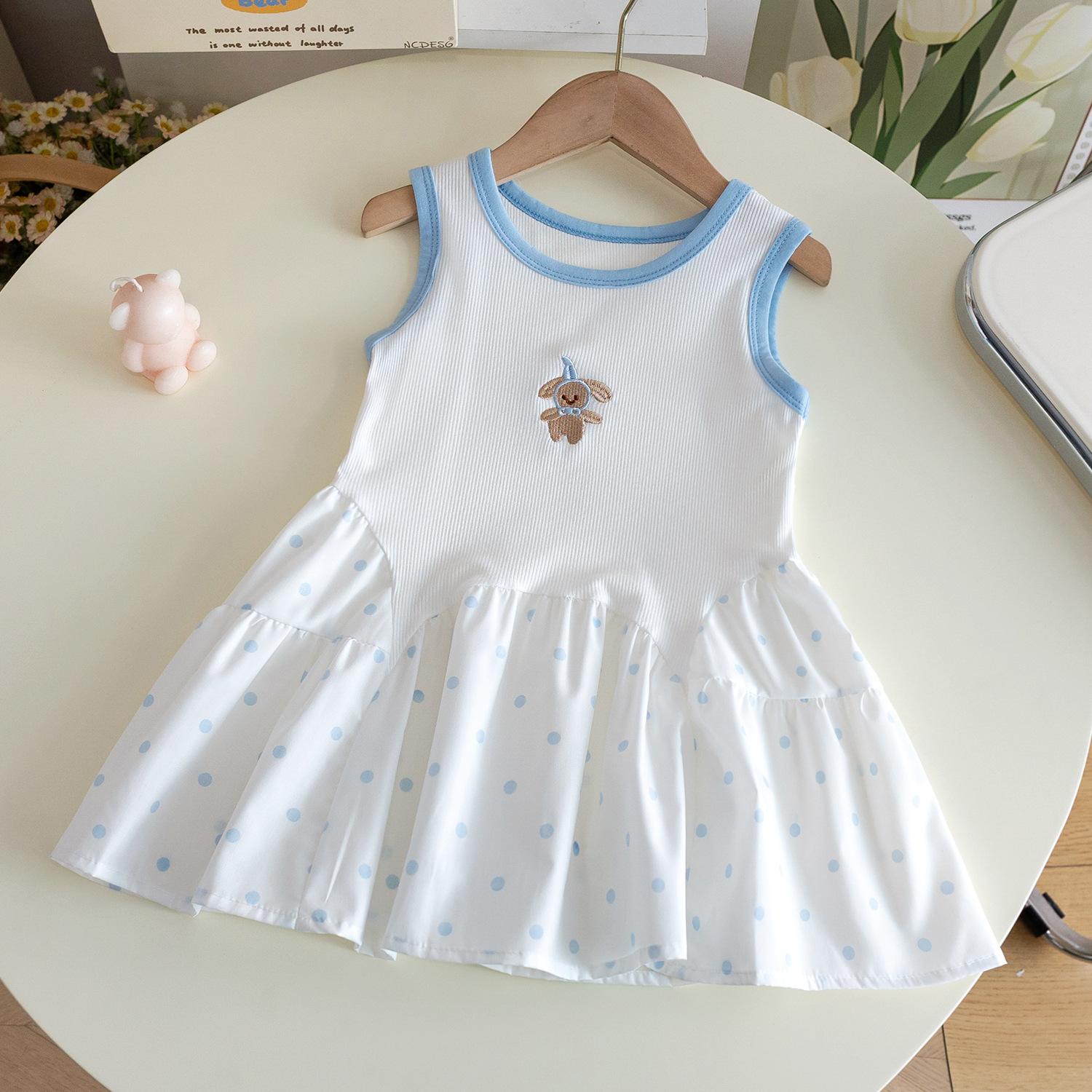 Girls Summer Sleeveless Princess Dress Thin Baby Toddler Vest Dress Cute Casual Party Wear Cotton Blend Sundress For Kids 90cm