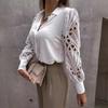 2022 Spring/Summer Women's Lace Patchwork Solid Color Blouse