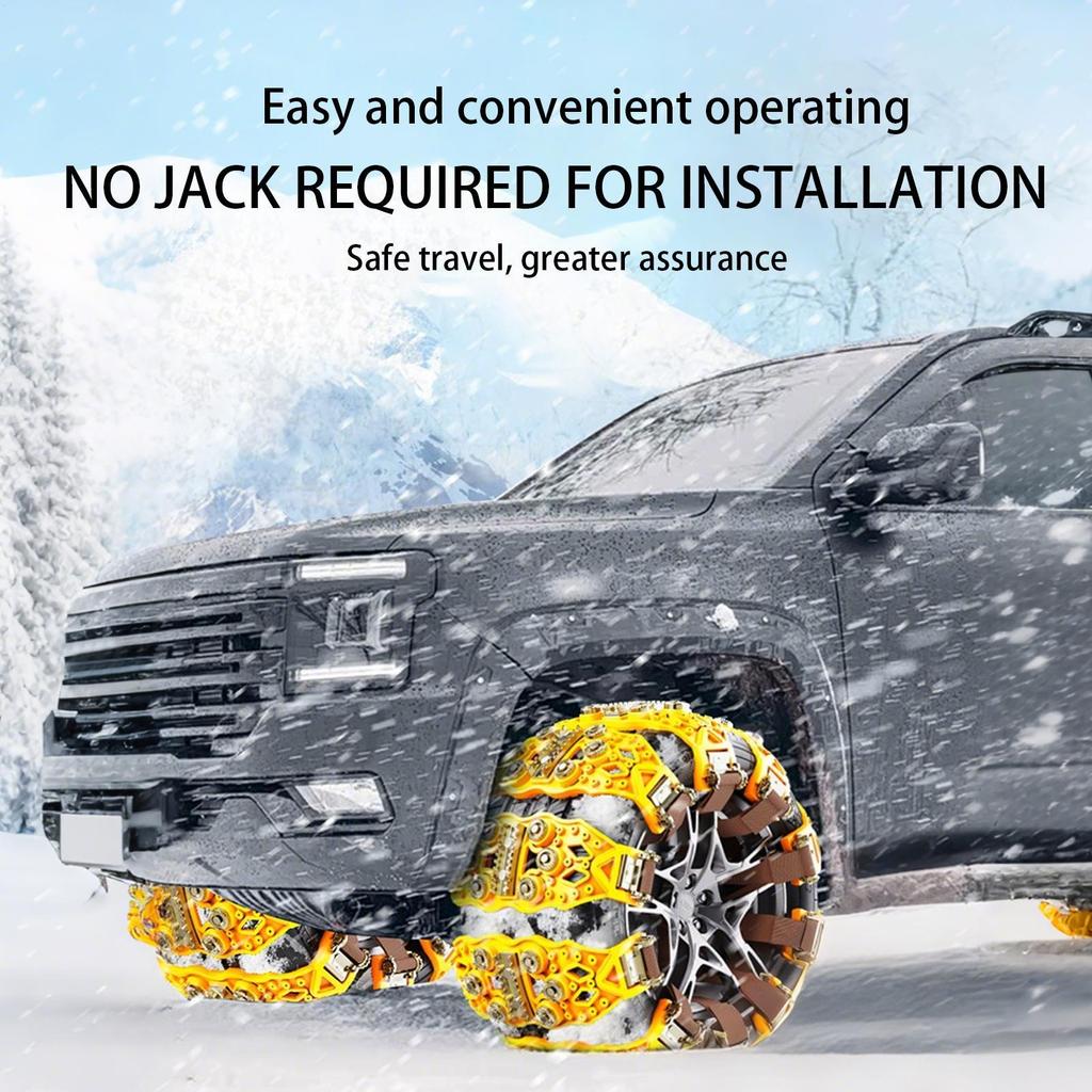 Tire Chains For Trucks Spikes Cleats Anti-Slip Quiet Heavy-Duty Tire Chains For Pickup Trucks For Ice Winter Hiking Trailer