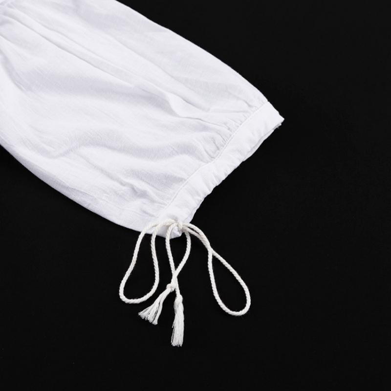 Fashion Casual Solid Loose V Neck 2 Piece Set Women France Designer Lace Up Long Sleeve Tops Female + Summer Chic High Waist  Wide Leg Short Pants