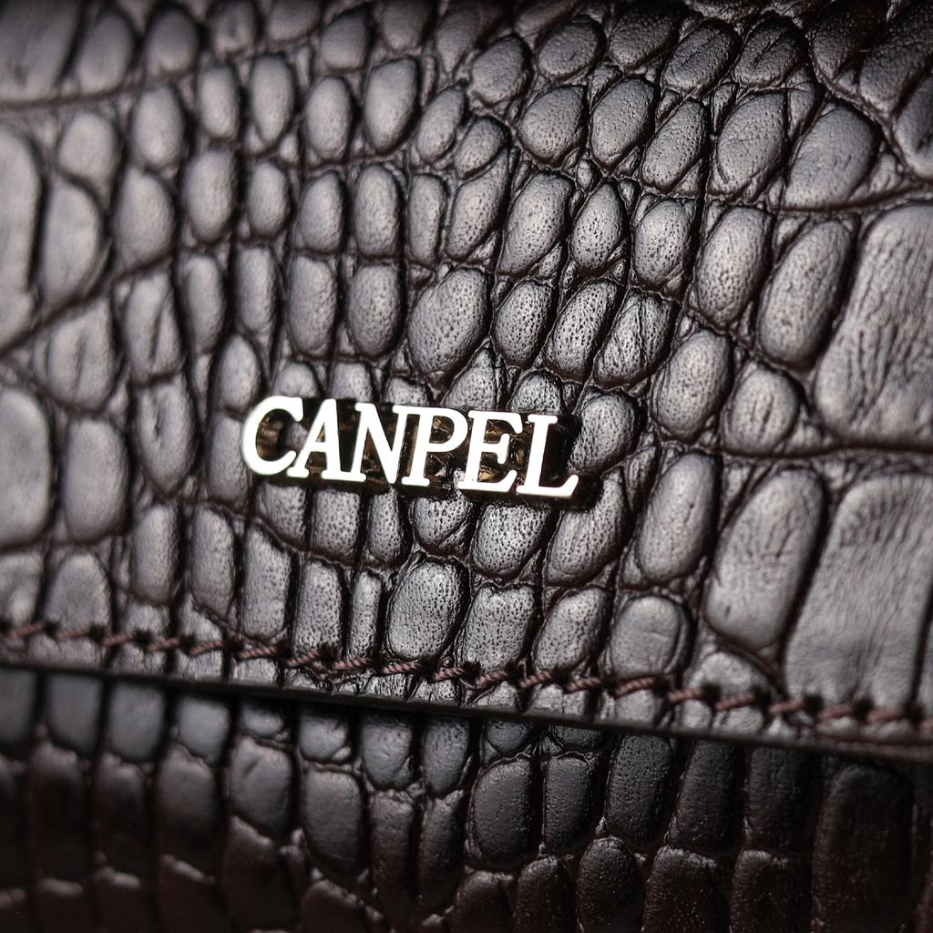 Pohodlná spojka pro muže z pravé texturované kůže s krokodýlím embosováním CANPELLINI 21561 Brown