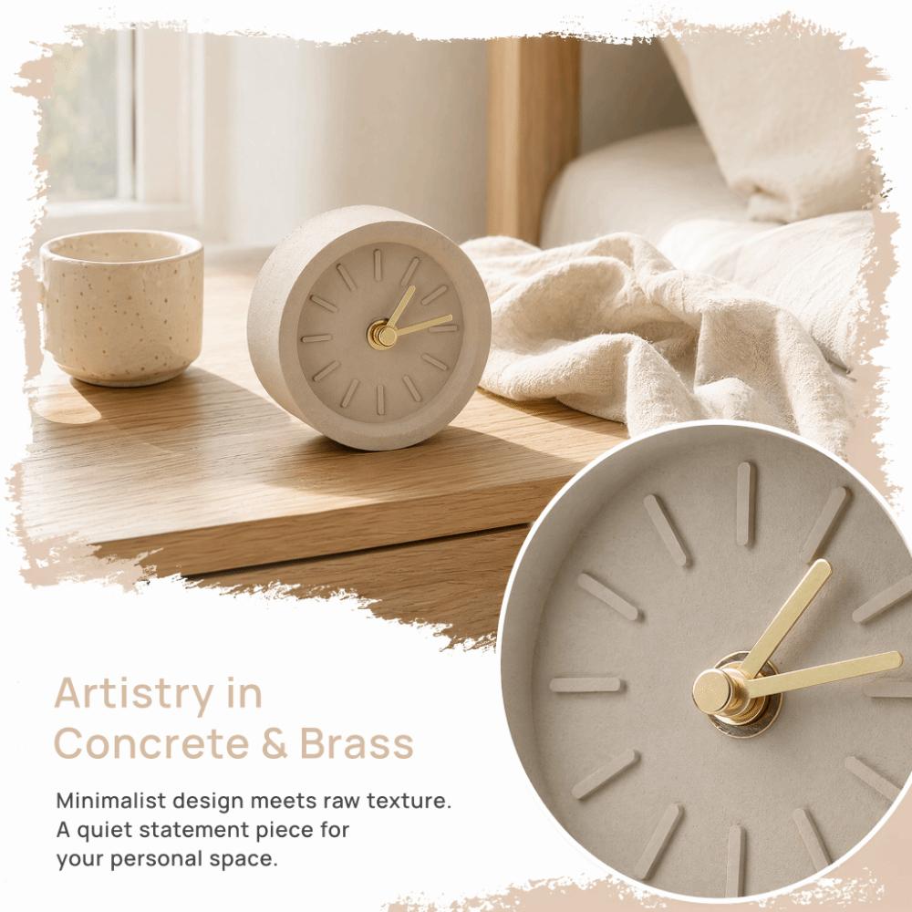3.94 In Concrete Desk Clock Concrete Nordic Style Clock Brass Pointer Table Clock Study Room