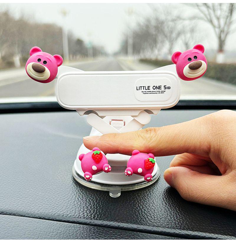 Strawberry Bear Magnetic Car Phone Holder with Firm Suction Cup