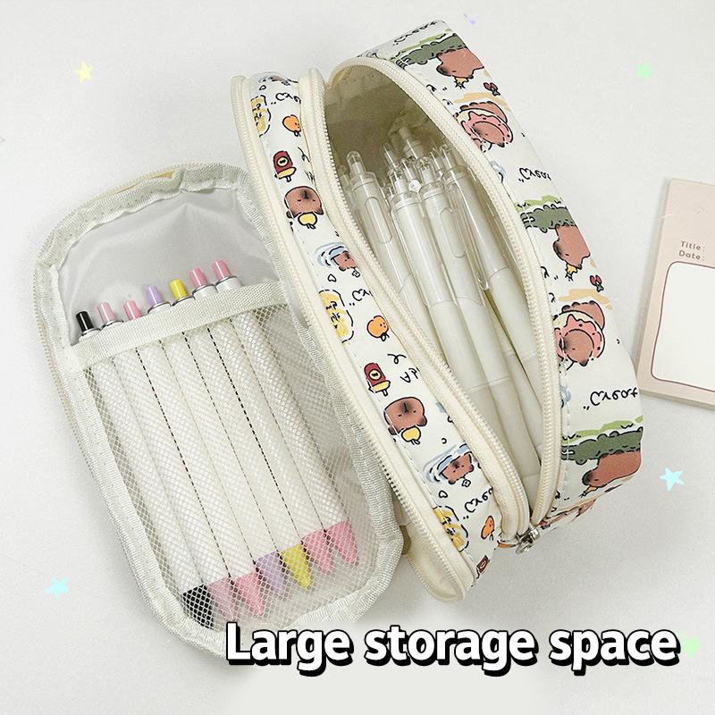 

Большая вместимость Capybara Kt Cat Pochacco Pen Bag Многофункциональная сумка для хранения Пенал Прозрачный органайзер для канцелярских принадлежностей на молнии