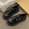 Platform loafers women's 2025 spring and autumn new heightening retro versatile British style small leather shoes black high-heeled single shoes