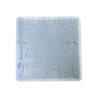 Flexible Silicone Pendant Mould Epoxy Bowknot and Bead Chain Accessories Mold Handmade Jewelry Projects Making Mold