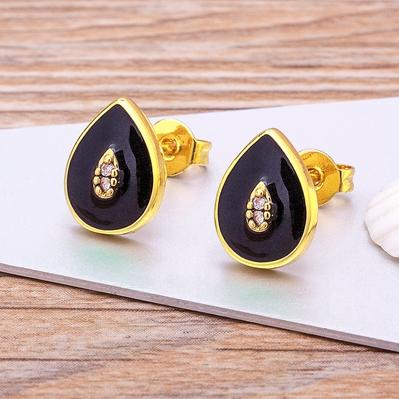 New Arrival Water Drop Shape Colorful Drip Oil Cute Delicate Stud Earrings for Women Summer Beach Enamel Party New Year Jewelry