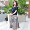 Robe élégante à manches courtes pour femmes d'âge moyen et âgées - Nouveau style chinois et national, Été, Coupe ample, Option grande taille