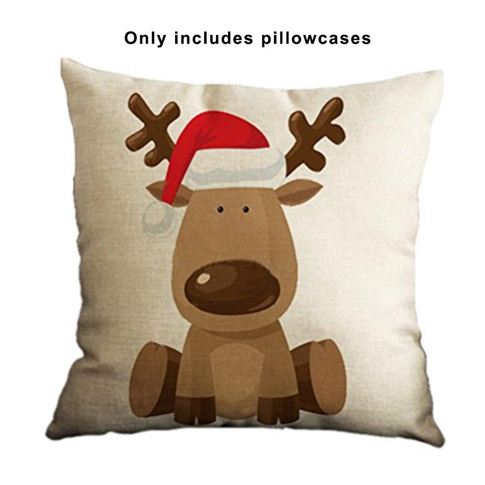 

1PC Christmas tree elk Throw Pillow Case, Linen Square Cushion Pillow Cover Decorativer for Home Sofa Bedroom Decor No Inserts