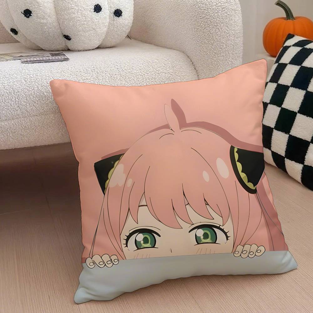 Anya Forger Pillow Case Anti-dustmite Pillowcase Invisible Zipper Silky Short Plush Sofa Cushion Cover