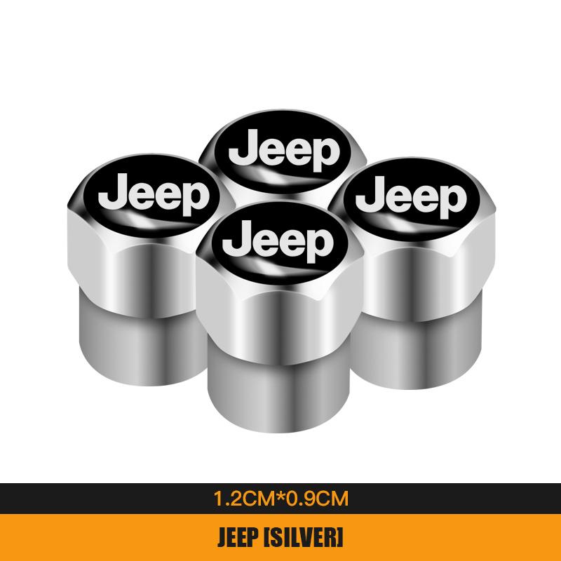 4Pcs Metal Car Wheel Tire Valves Caps Waterproof Dustproof Cover For Jeep Grand Cherokee Wrangler JK Gladiator Compass Renegade