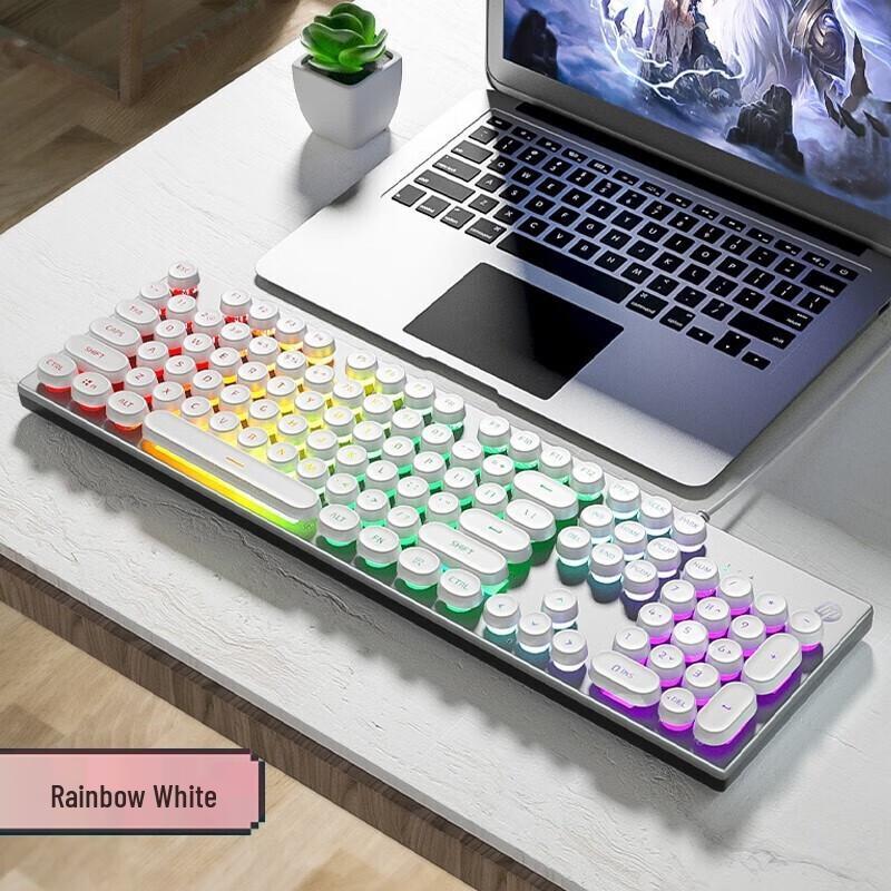 HP K500Y Retro Punk Round Keycap Backlit Wired Keyboard