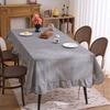 Retro Plaid Ruffle Tablecloth Cotton Linen Farmhouse Table Cover Rustic Machine Washable Tablecloth for Dining Room Garden Party Wedding Baby Shower