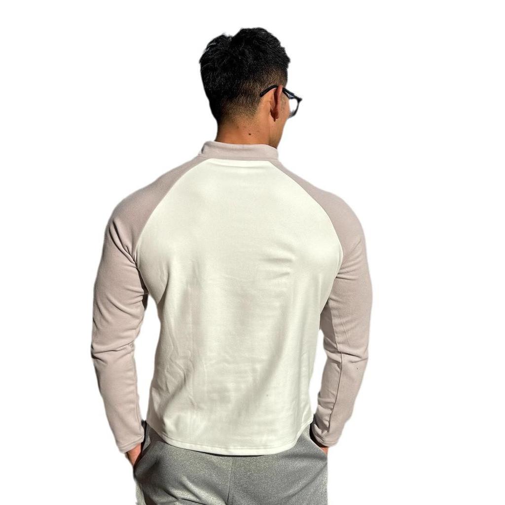 "Men's Warm German Velvet Long-Sleeve Sports Top with Half-Zip"