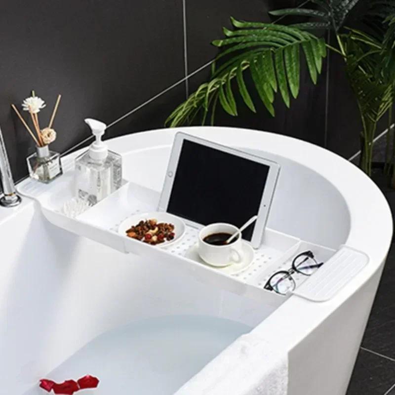 Bathroom Portable Tools Bathtub Shelf Extendable Bathtub Tray Shower Caddy Bamboo Bath Tub Rack Towel Holder Storage Organizer