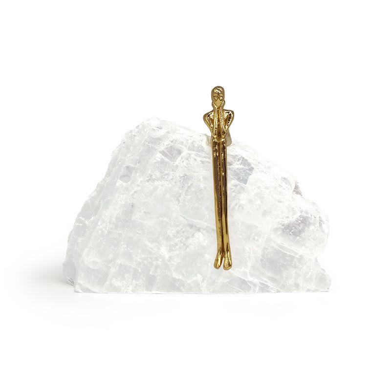 Minimalist Copper Abstract Figure Transparent Plaster Desktop Ornament for Living Room Decor