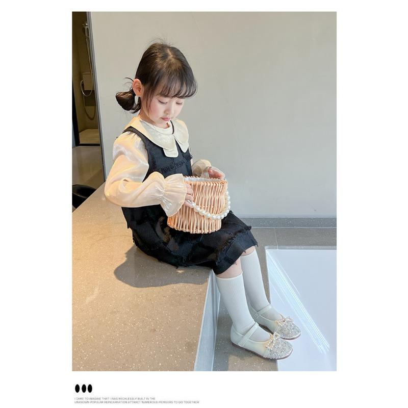 Copii de primăvară și toamnă, pantofi noi de prințesă cu strasuri, pantofi mici din piele, pantofi cu gură pătrată, tălpi moi, pantofi uni anti-alunecare