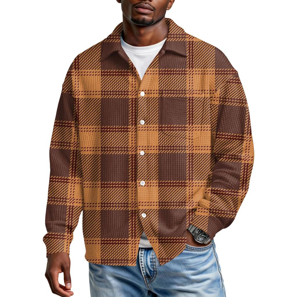 Chemise Décontractée à Boutons et Manches Longues pour Homme avec Poche