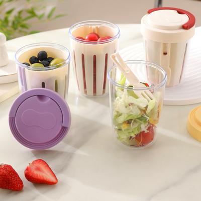 Salatbecher 501-600 ml, lebensmittelecht, tragbar, auslaufsicher, Salatglas mit Löffel, verbessert
