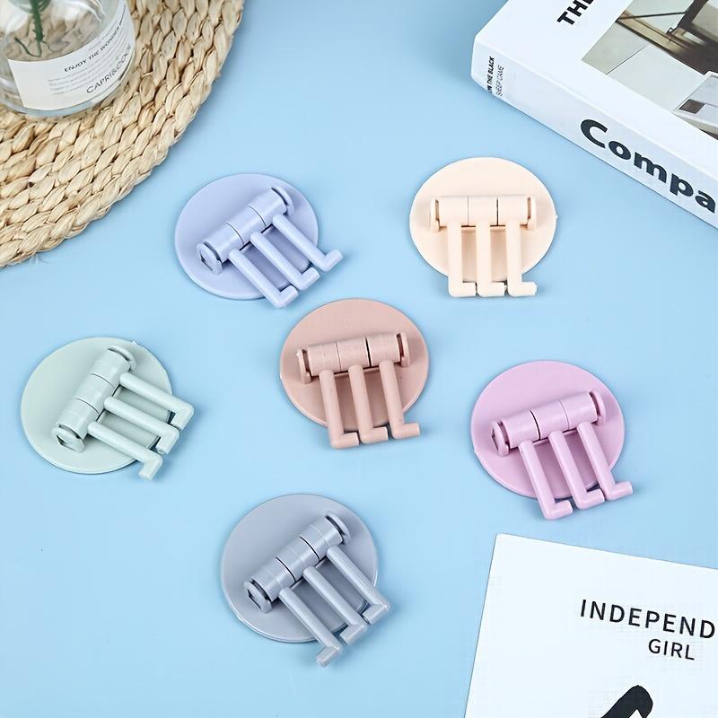 1 Seamless Rotating Three Hook Strong Towel Hooks, Bathroom Tile Non Drilling Adhesive Multifunctional Auxiliary Hooks