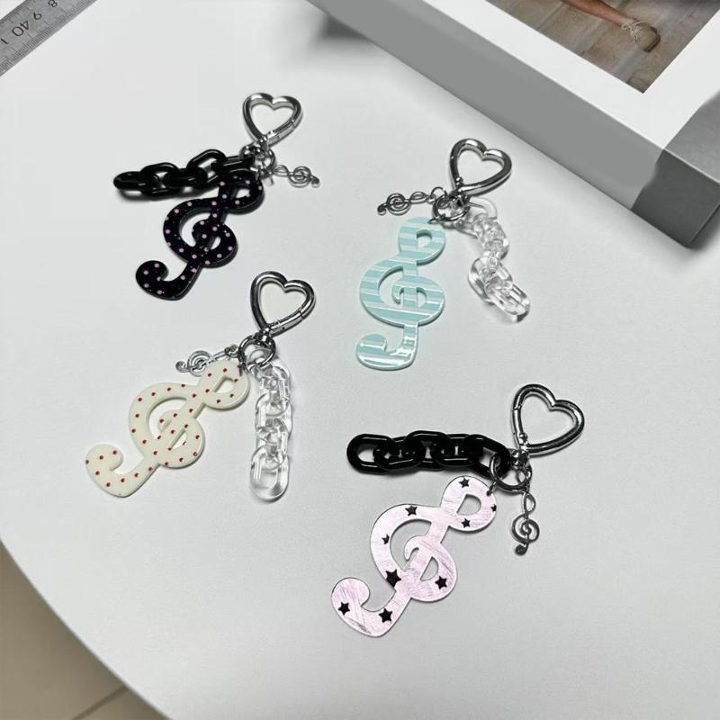 User Friendly Whimsical Key Ring Trendy Acrylic Jewelry Accessory Portable Everyday Use Unique Star Music Charm