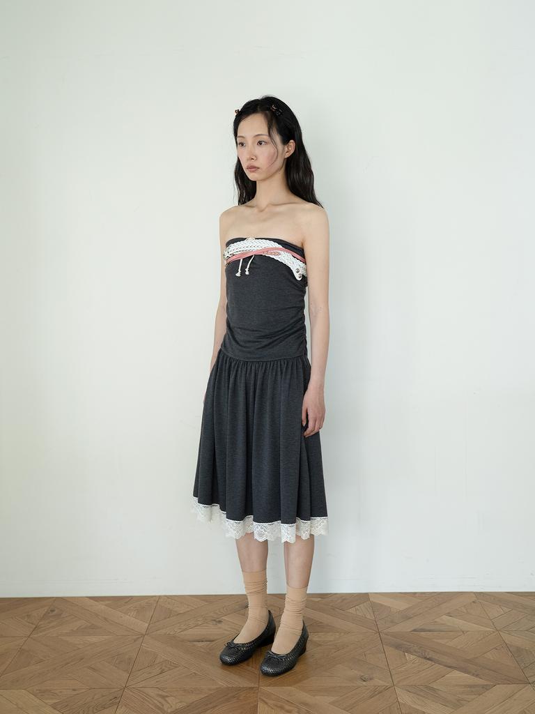 Onseuka 2 Way Lace Tube Skirt (Charcoal)