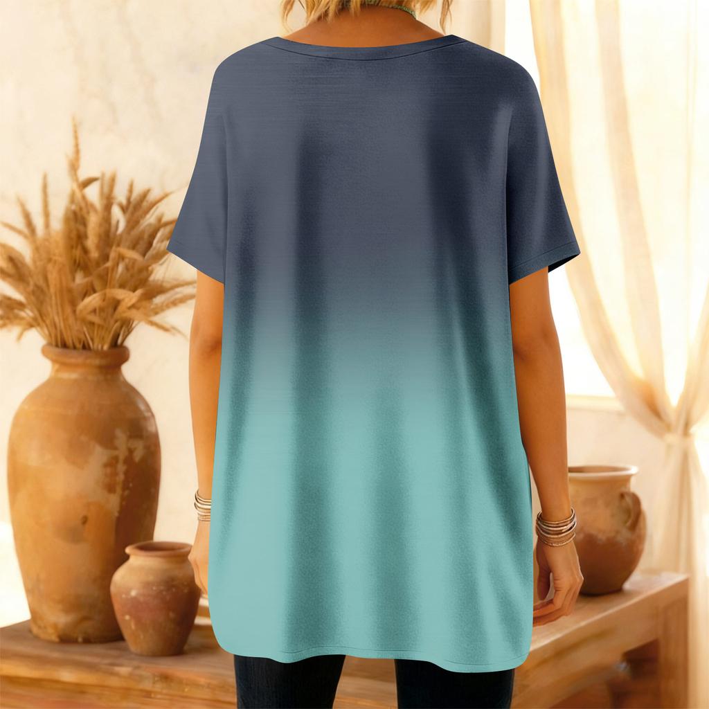 Top casual da donna alla moda a maniche corte con stampa floreale