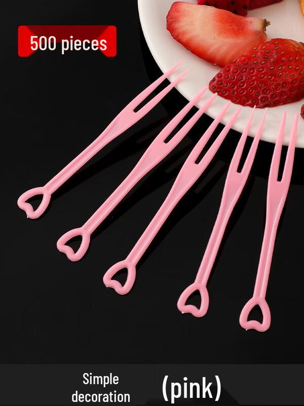 Shixun Individually Wrapped Heart Pink Plastic Fruit Forks