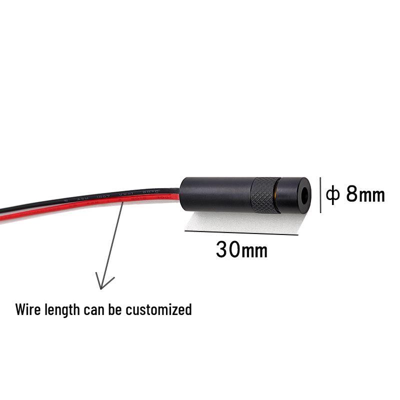 8x30mm 650nm 1mW Red Laser Module with Locking Ring and External Focusing Dot Pattern