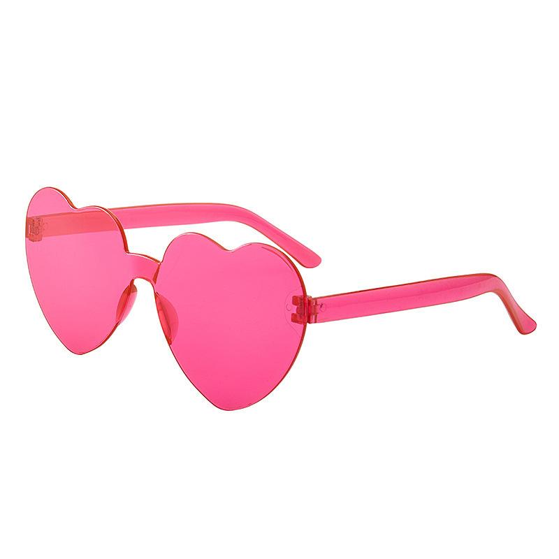 1pc Rimless Heart Sunglasses for Women 2026 New Transparent Pink Purple Love Heart Shades Party Eyewear