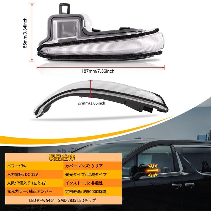 NEIFILES RAV4 50 Series Alphard Vellfire 30 Series Early and Late Model Side Mirror Blinker Genuine Replacement Blinker Door Mirror Blinker Set of 2