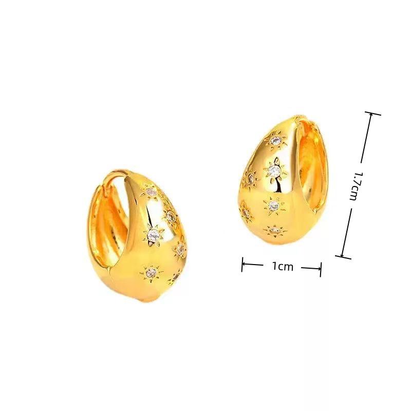 Minimalist Glossy Water Drop Ear Cuffs with Starburst Zircon