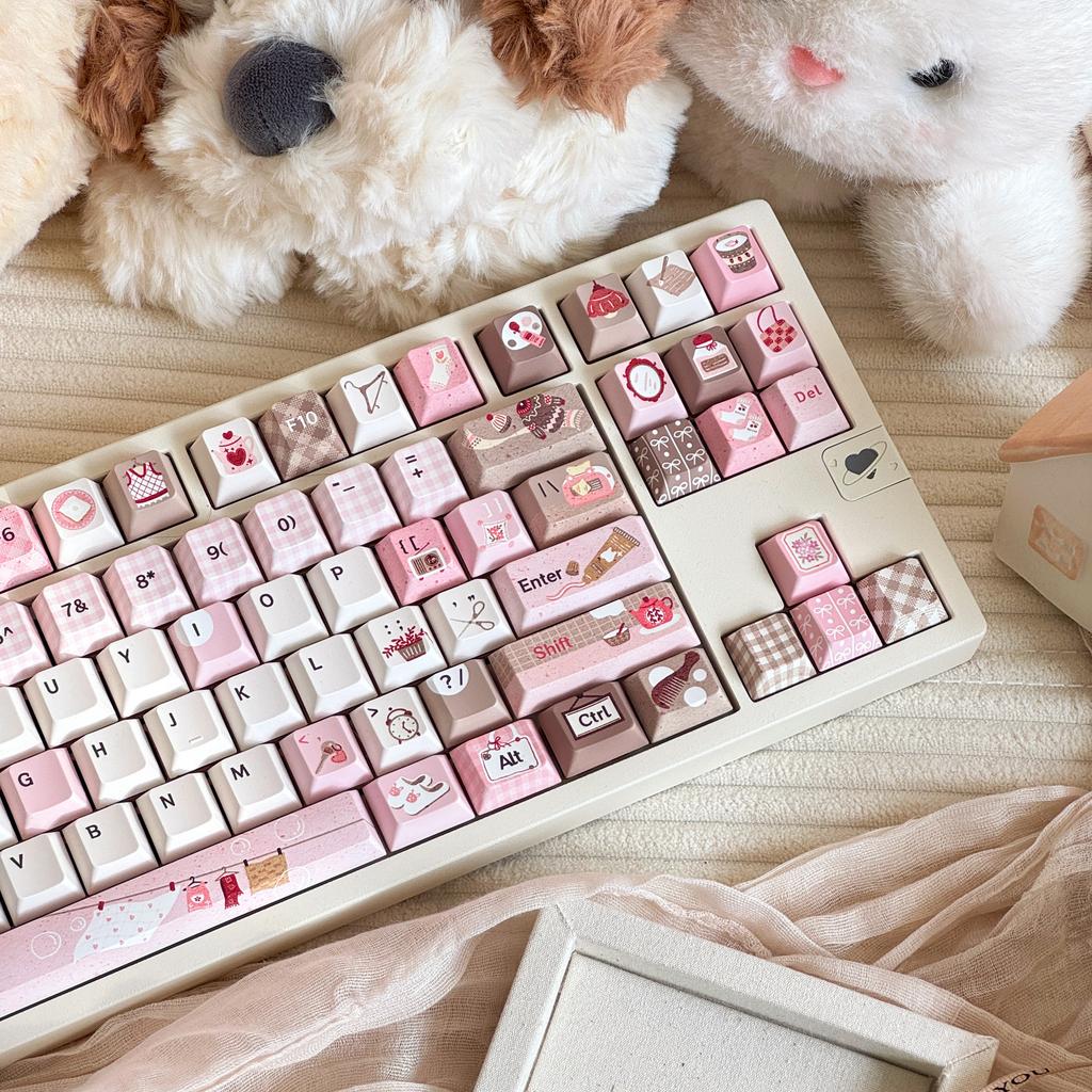 MAIMOOO Pink And Brown Keycaps Cute Cherry Soa Profile Pbt For Ajazz/Aula Custom Mechanical Keyboards Keycap