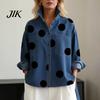 Volná dámská košile s puntíky z denimu pro knoflíkovou halenku s trendy ležérními náprsními kapsami Oversize svrchní oděv Jaro Léto Módní styl