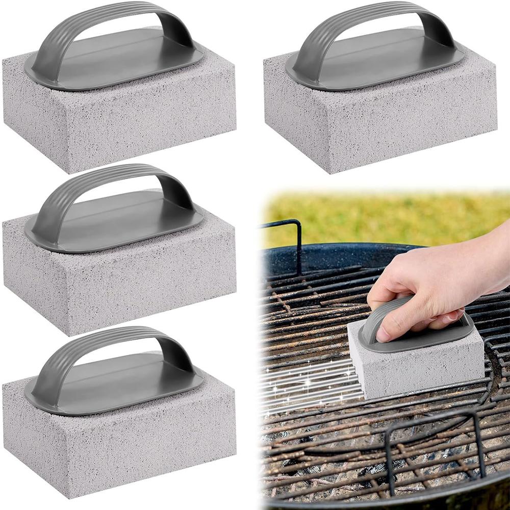 

4pcs Pumice Stone with Handle for Cleaning Oven, Sink, BBQ, Bathroom, Pool