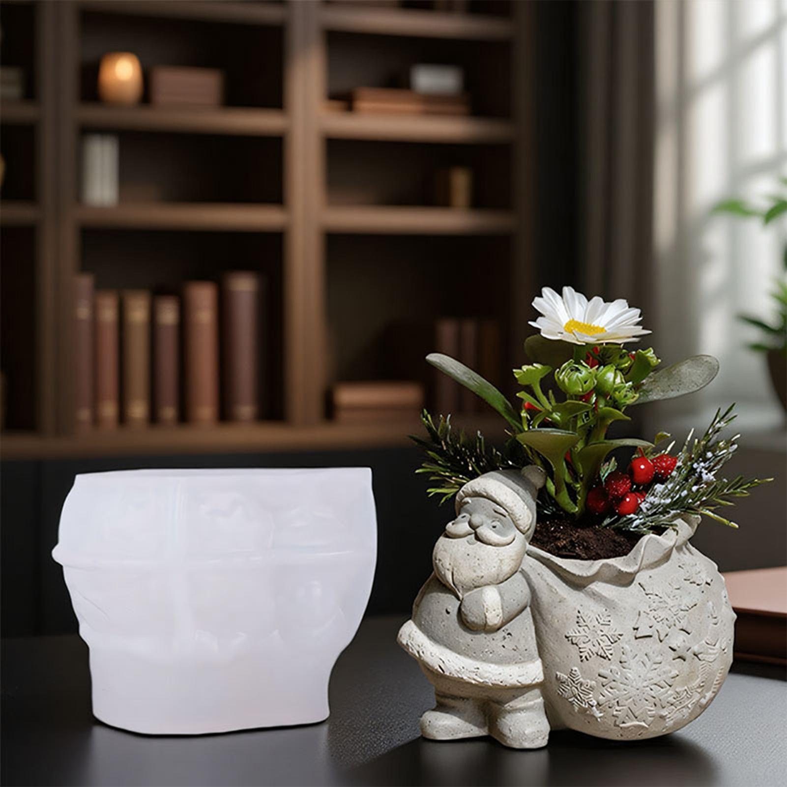 

Santa Claus Flower Pot Silicone Mold 3D Christmas Candle Holder Mold Candy Container Casting Moulds Casting Cement Mould CHINA