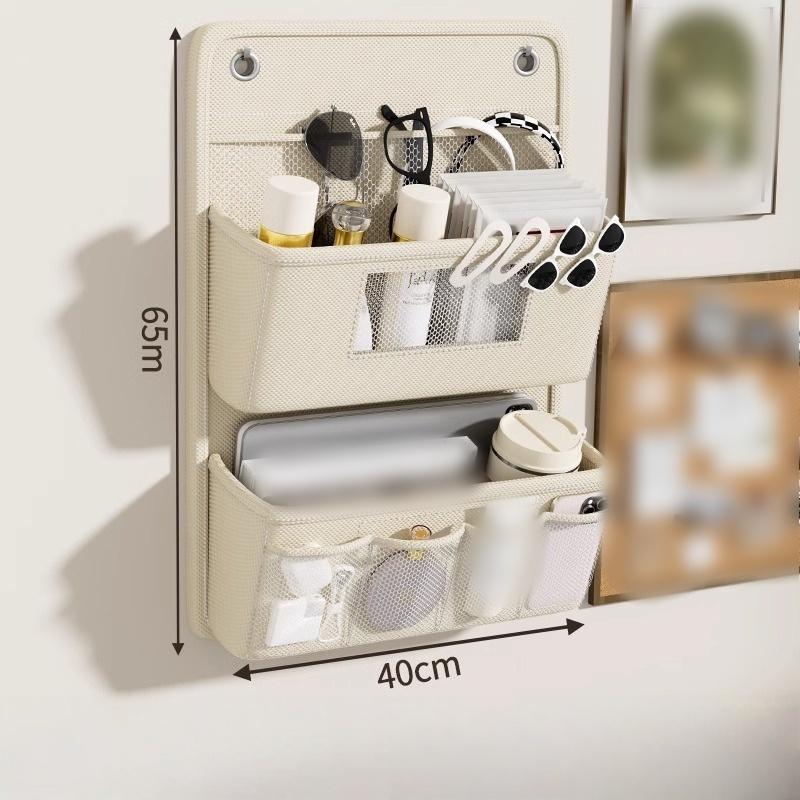 1PC Closet Versatile Gray Wall-Mounted Storage Organizer Multi-Compartment Fabric Hanging Bag with Viewing Window Hooks for Offi