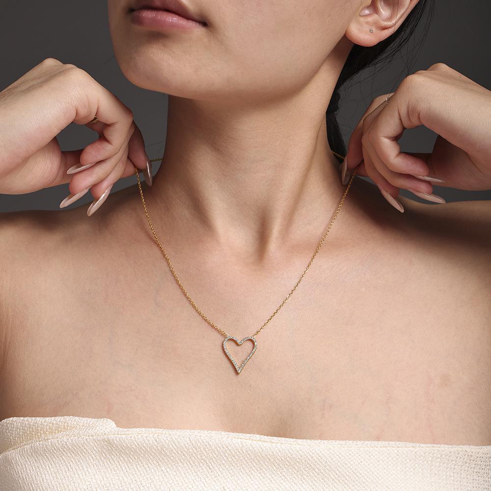 Qiong Yao Heart Zircon Clavicle Chain Bracelet - Light Luxury, Simple Women's Set
