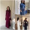 Ladies' Summer Mesh Mesh Large Swing Sleeve Long Satin Slimming Dress