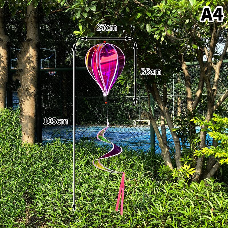 Hot Air Balloon Spinners Plastic Color-changing Film Wind Spinner Striped Tie Dye Rainbow Colors Rotating Windmill Pinwheels