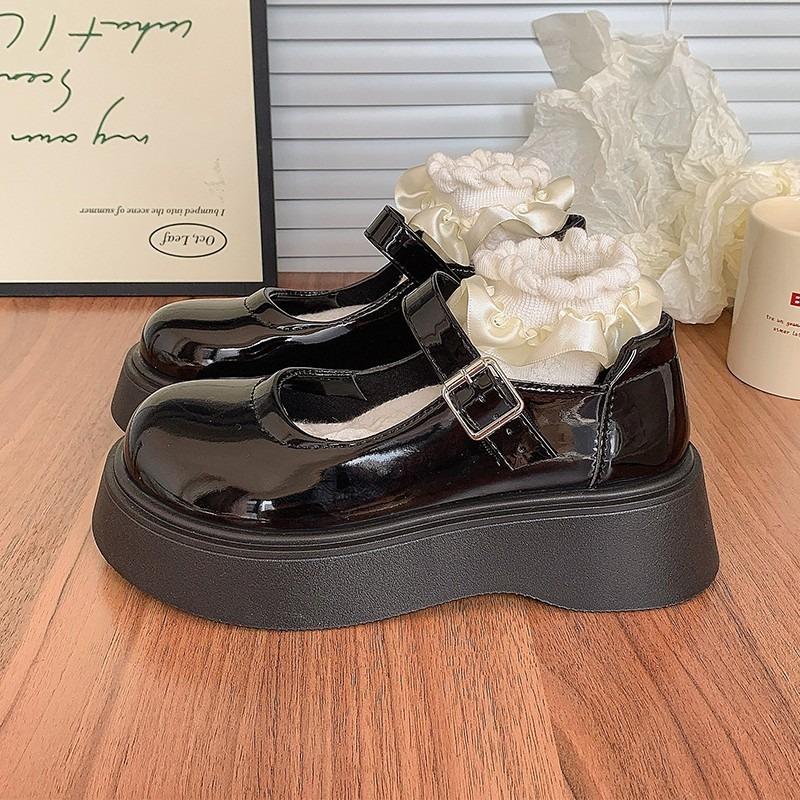 Fashion 2025Women's Fashion Thick Sole Single  Spring New Round Head Shallow Mouth Anti-slip Wear  Jane Shoes