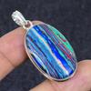 Rainbow Calsilica Gemstone Handmade 925 Sterling Silver Pendant 1.97" U9b30