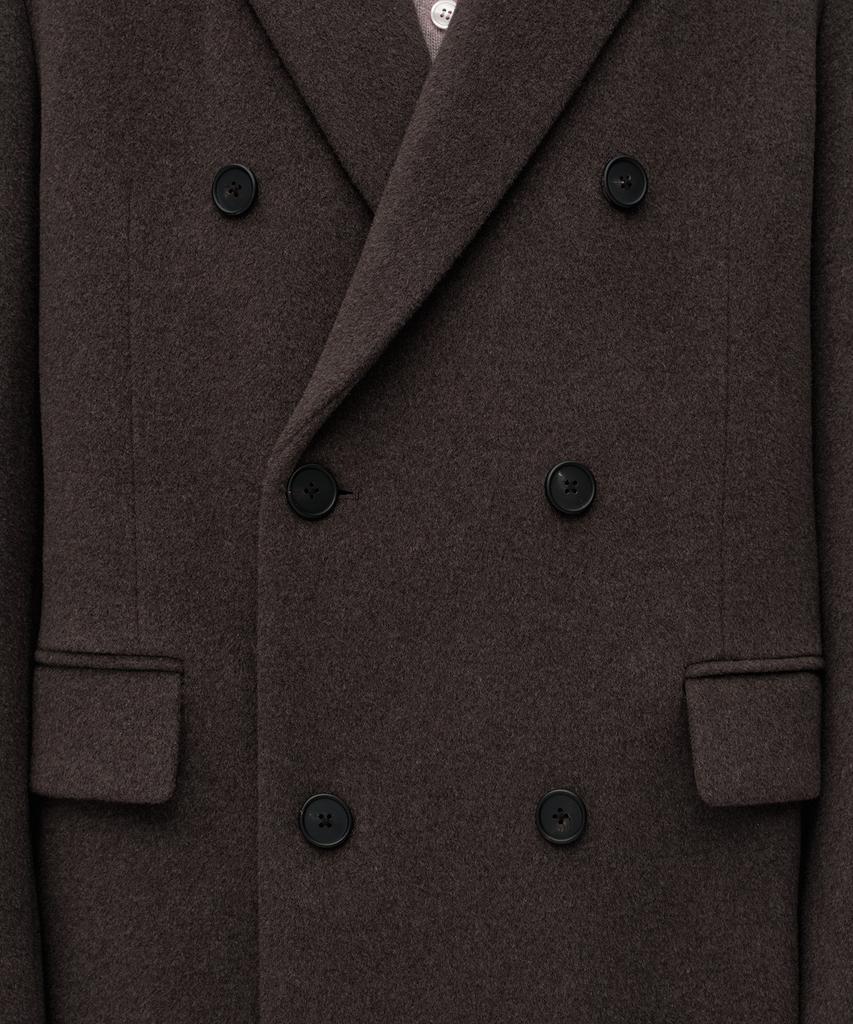 MUSINSA STANDARD Cashmere Blend Daddy Shoulder Double Long Coat [Heather Brown]