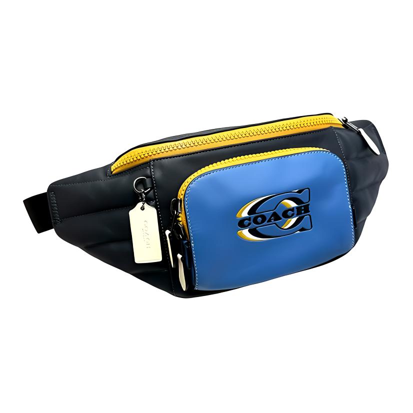 Coach 41 Quilted Logo Print Zipper Closure Smooth Calfskin Shoulder Crossbody Bag Waist Bag Large Women bags Blue Midnight-Blue CE552-QBV1V