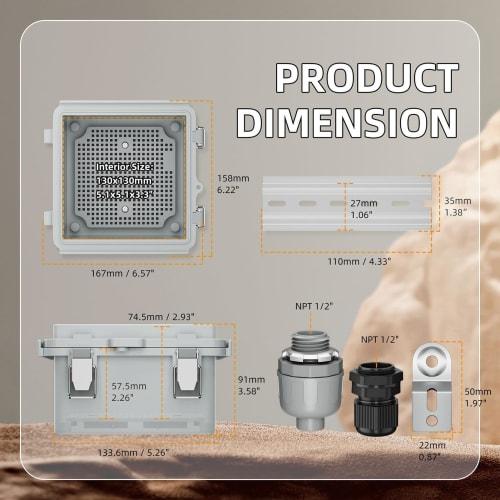 IP65 Electrical Enclosure - Power Housing Case, Heavy-Duty Wiring Box | 6.57x6.22x3.58 Inch Outdoor Project Waterproof Shell, Secure Cable Protector B