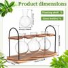 2 Stück Pflanzen-Terrarium Glasvase mit Holzständer zur Vermehrung Kleine Hydrokulturpflanzen Heim-/Büro-Schreibtischdekoration