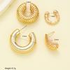 New 4PCS Vintage Punk Thick Ear Cuff for Women Geometric Gold Color CCB Twisted C Shape Waterdrop Earrings Sets Earclips Jewelry