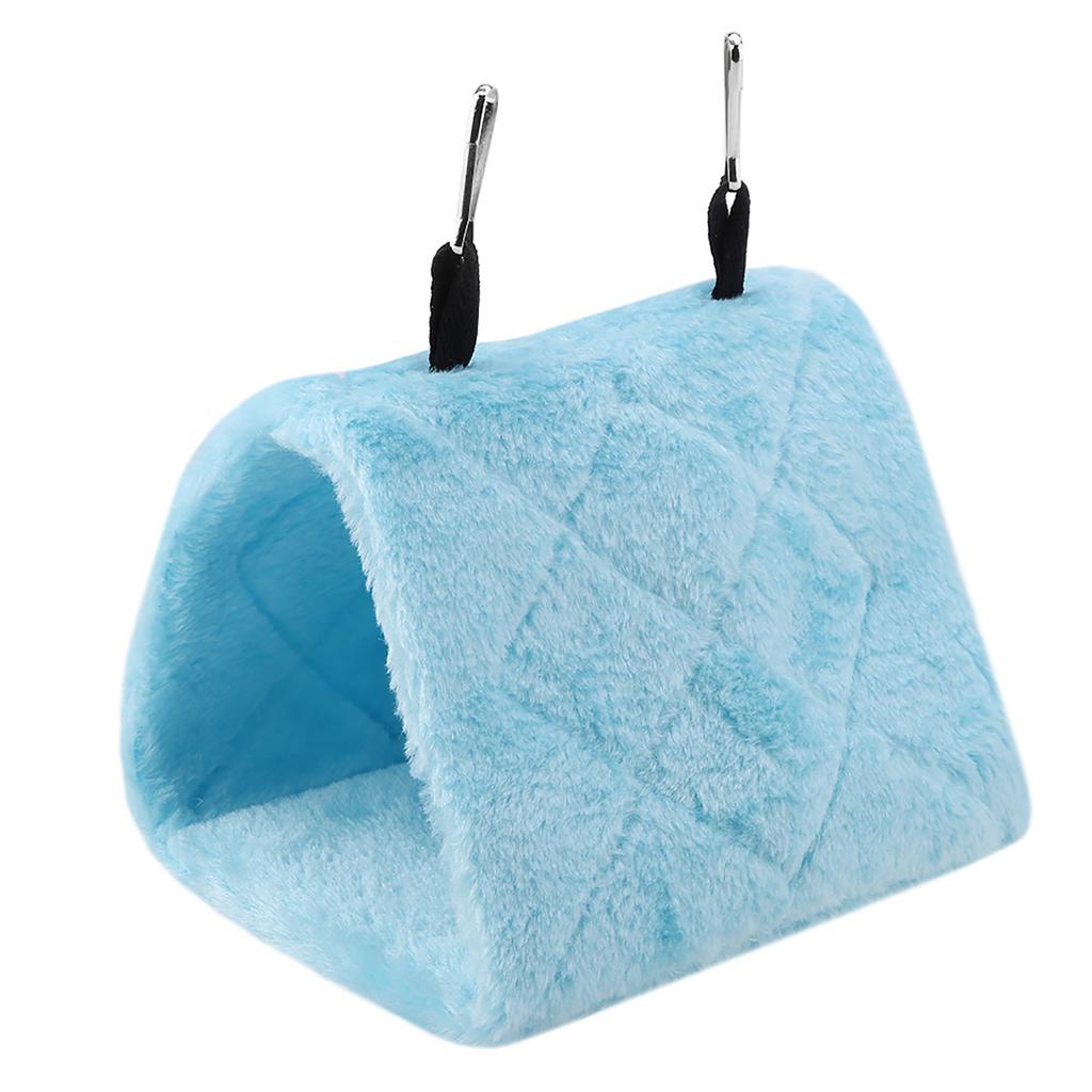 Soft Plush Hammock Hanging Cage Tent For Birds Parrot Winter Warm Bed Pet Toy (Blue S)