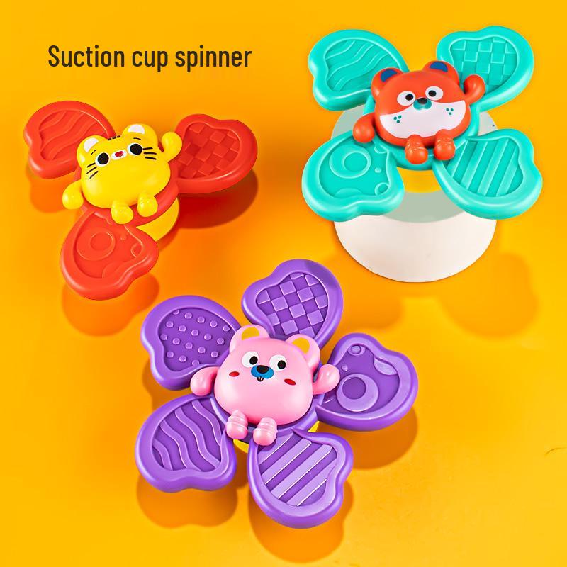 Children's Baby Dining Table Toy: Suction Cup Spinner and Cartoon Rotating Top